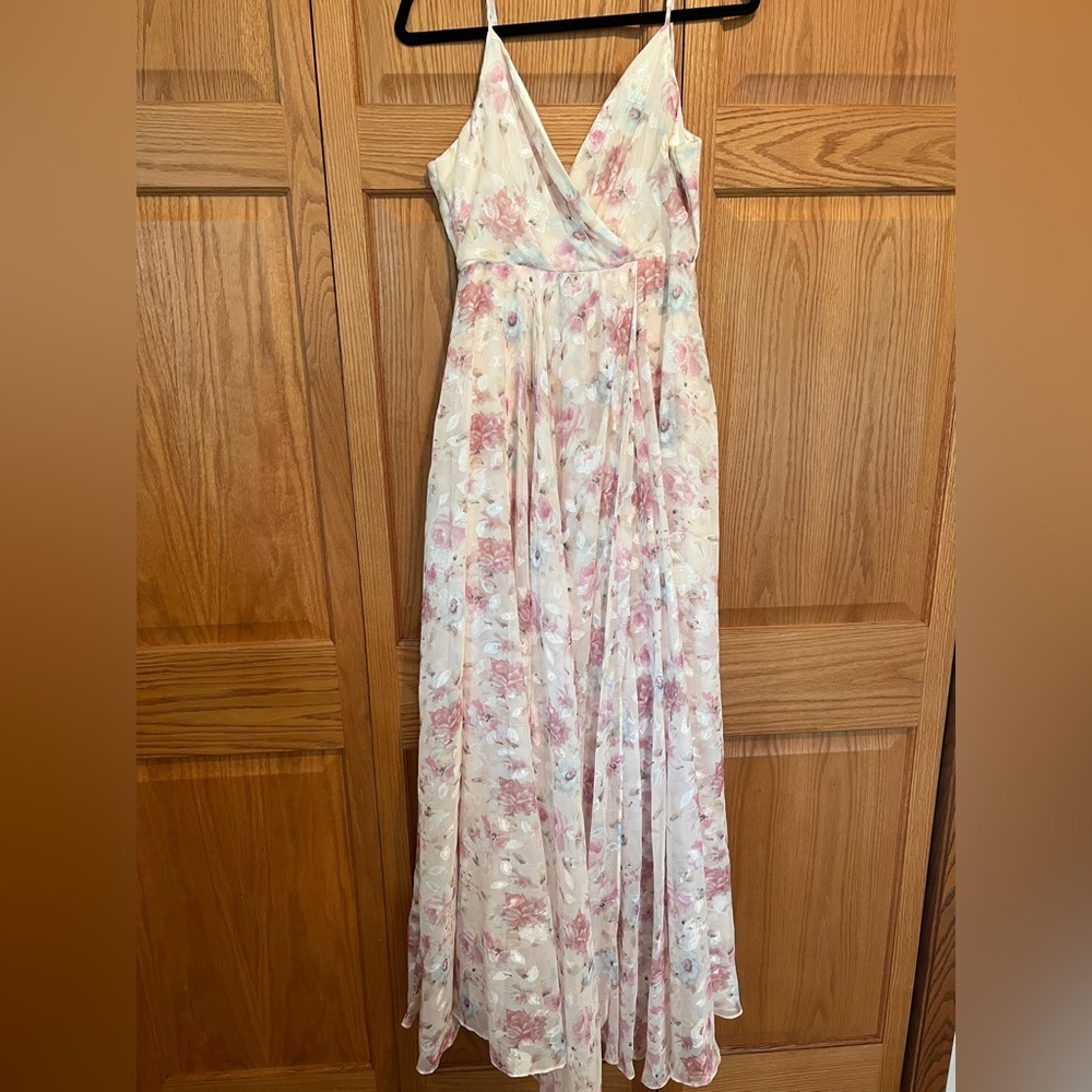 Pink and blue maxi dress